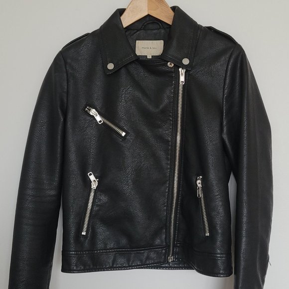 Monk & Lou Vegan Leather Moto Jacket - Picture 1 of 6